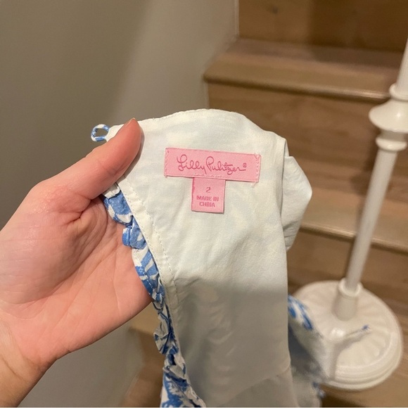 Lily Pulitzer Fiesta Stretch Dress Blue & White Key Hole Back Preppy Resort Wear - Picture 9 of 13